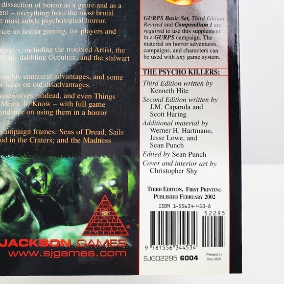GURPS Horror RPG Book Third Edition Kenneth Hite Steve Jackson Games 2019 - Picture 8 of 9